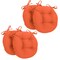 16-inch Solid Twill Round Tufted Chair Cushions (Set of 4) - Tangerine Dream